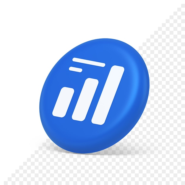 Staafdiagram bedrijf analyseren knop diagram winst vooruitgang beurs stats 3d zijaanzicht pictogram