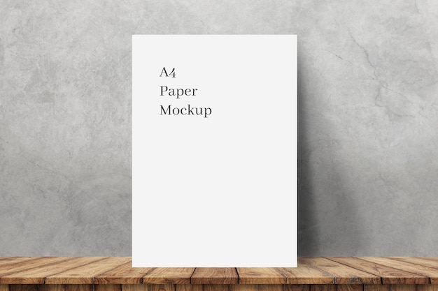Staande A4-papieren mockup op hout