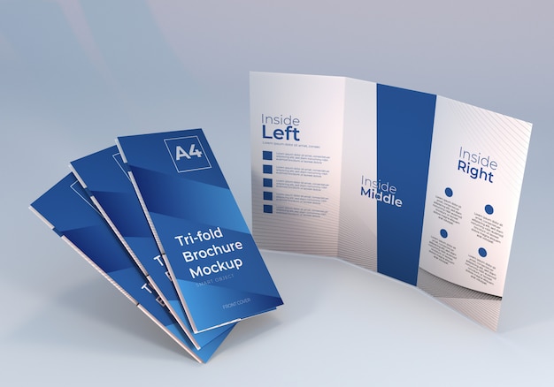 Staande driebladige brochure mockup