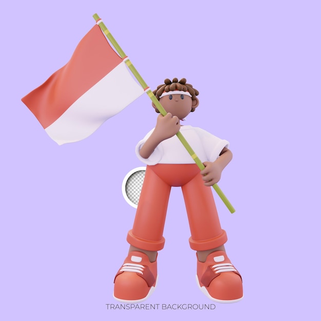 PSD staande jongen met vlaggenmast pose van voren
