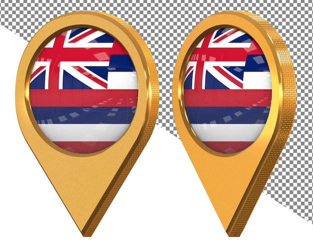 PSD staat hawaï locatiepictogram vlag geïsoleerd met verschillende schuine 3d-rendering