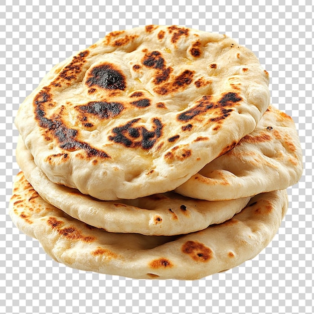 Stabel med indiske naan-brød isolert på transparent bakgrunn