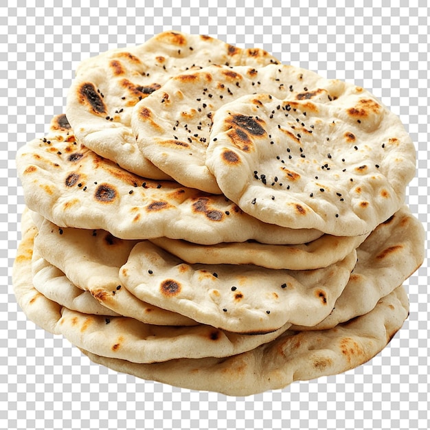 Stabel med indiske naan-brød isolert på transparent bakgrunn