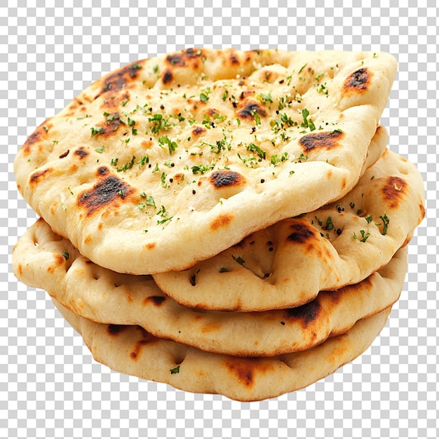 Stabel med indiske naan-brød isolert på transparent bakgrunn