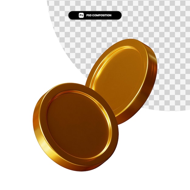 Stable med gullmynter i 3D-rendering isolert