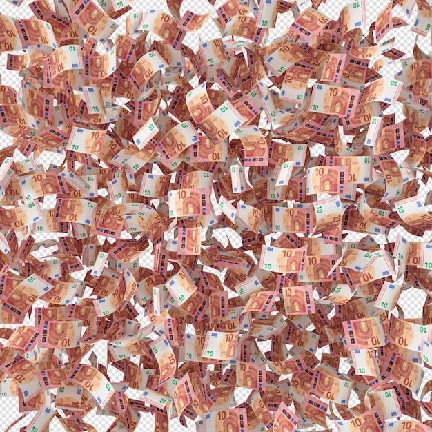 PSD stack of 10 euro banknotes money 3d render