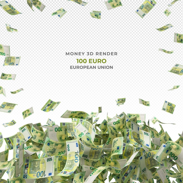 PSD stack of 100 euro banknotes money 3d render