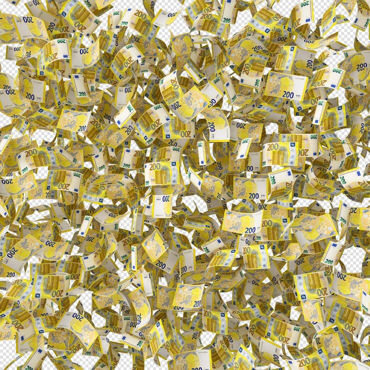 PSD  stack of 200 euro banknotes money 3d render