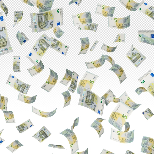 Stack of 5 euro banknotes money 3d render