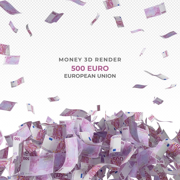 PSD stack of 500 euro banknotes money 3d render