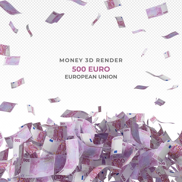 Stack of 500 euro banknotes money 3d render