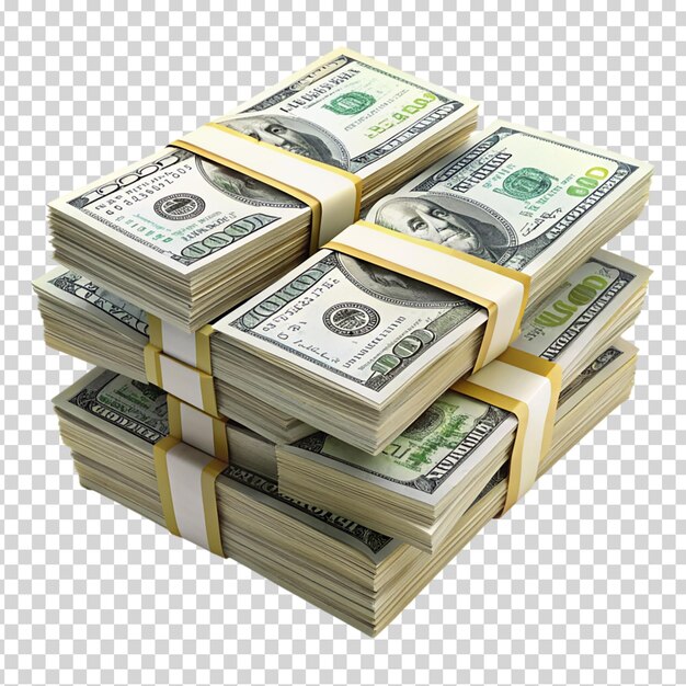 PSD a stack of american money on transparent background