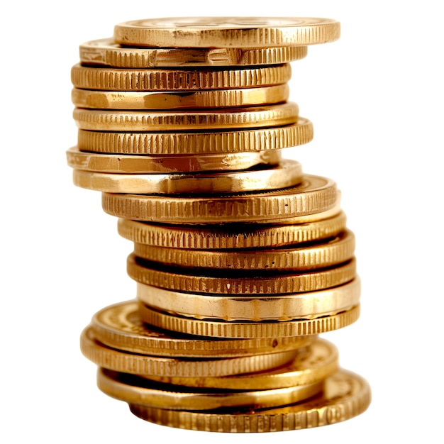 Stack of ascending order coins isolated image