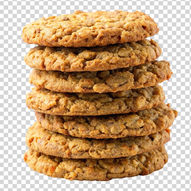 PSD a stack of baked oatmeal cookies isolated on transparent background