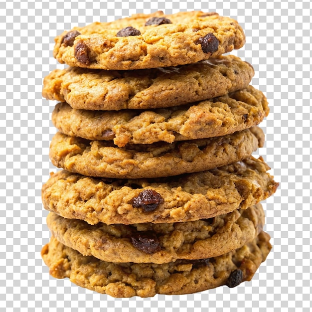 PSD a stack of baked oatmeal cookies isolated on transparent background