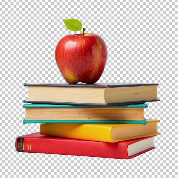 PSD stack of books and apple