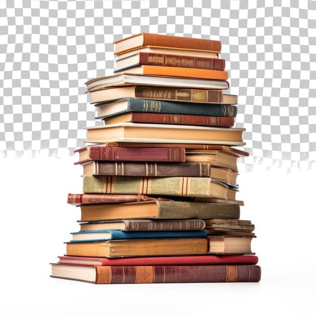 PSD stack of books on transparent background