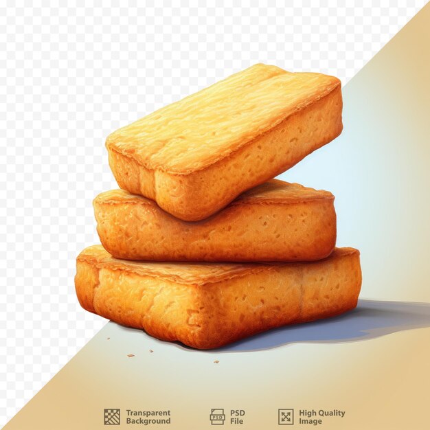 Una pila di pane con un'immagine di una foto di una scatola di pane.
