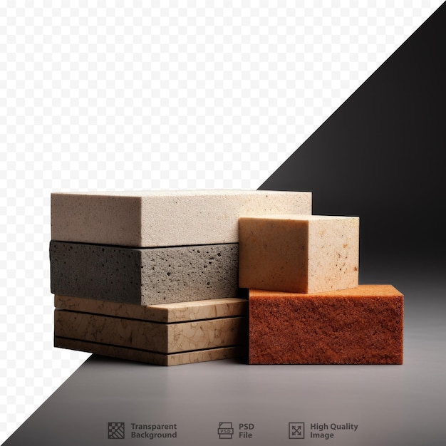 PSD a stack of bricks with a black background that says 