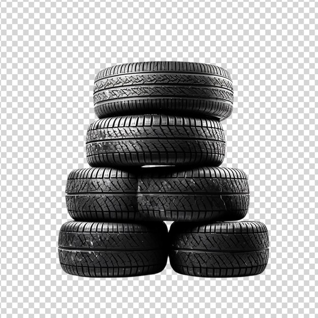 PSD a stack of car tires isolated on transparent background