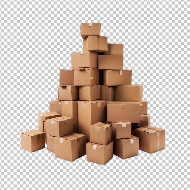 PSD stack of carton boxes on white background