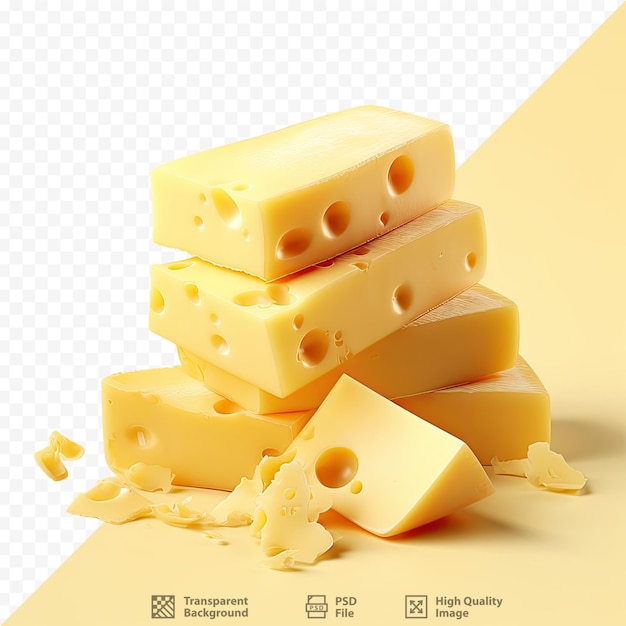 A stack of cheeses with a picture of a yellow background.