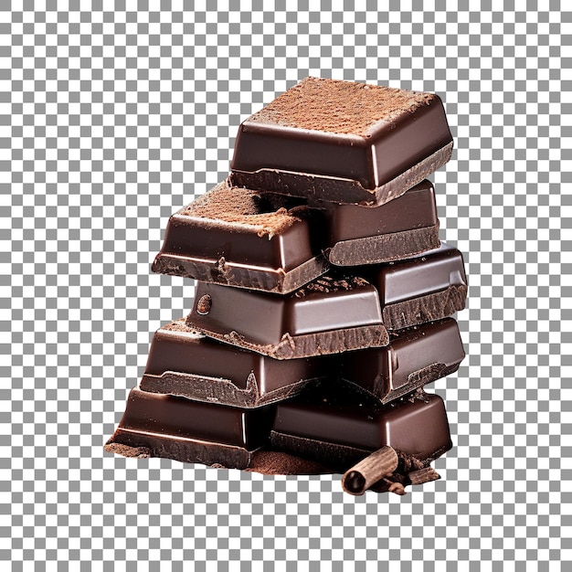 Stack of chocolate bars isolated on transparent background