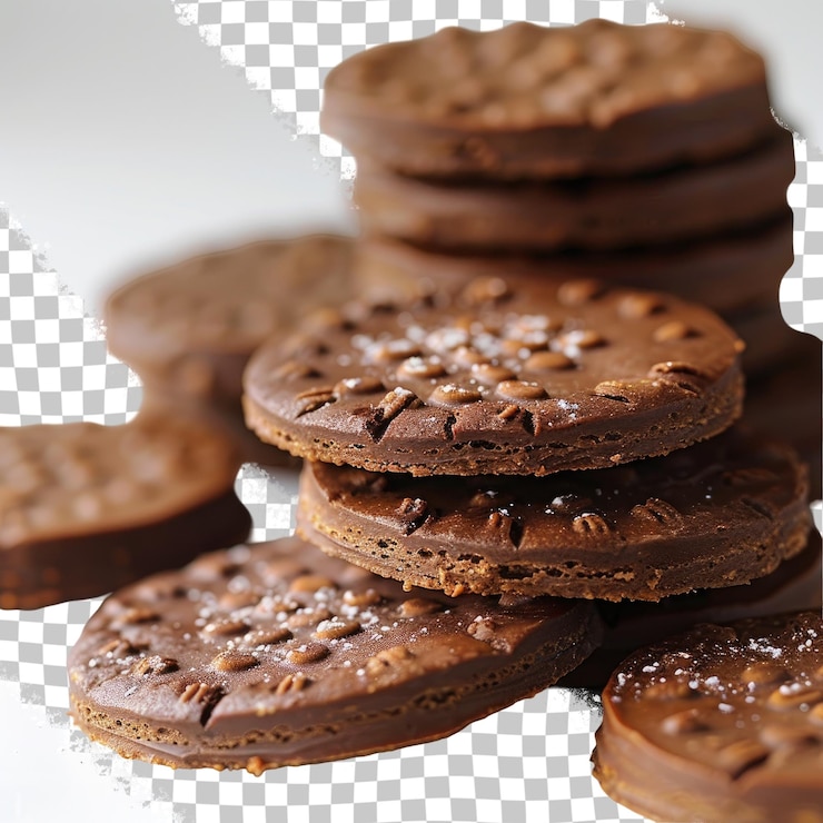 PSD a stack of chocolate cookies with the words  honey  on the bottom