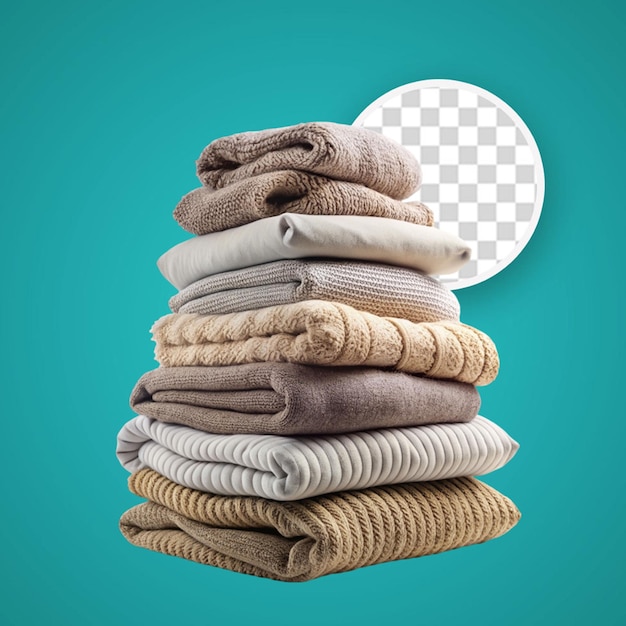 PSD stack of clothes on white background closeup