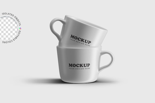 PSD pila di tazze di caffè mockup isolato