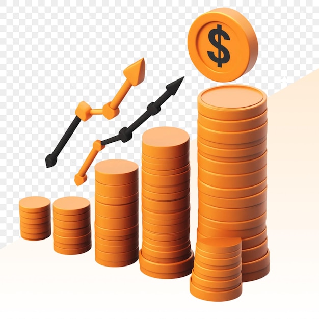 a stack of coins with a dollar sign on it