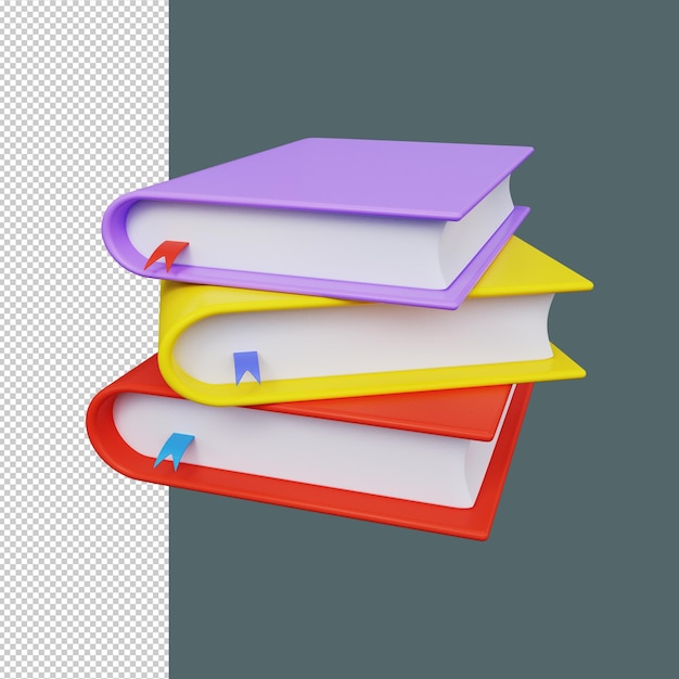 Pila di libri colorati rendering 3d