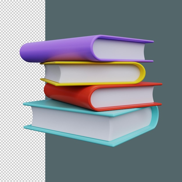 Stack of colored books 3d render