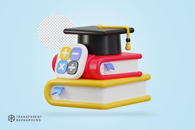 PSD stack of colorful books education 3d icon