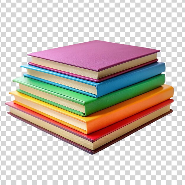 PSD stack of colorful books isolated on transparent background