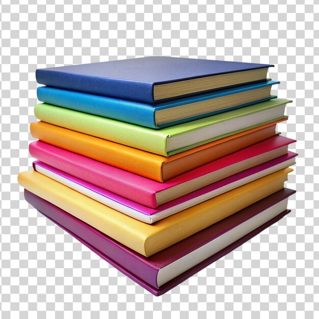 PSD stack of colorful books isolated on transparent background