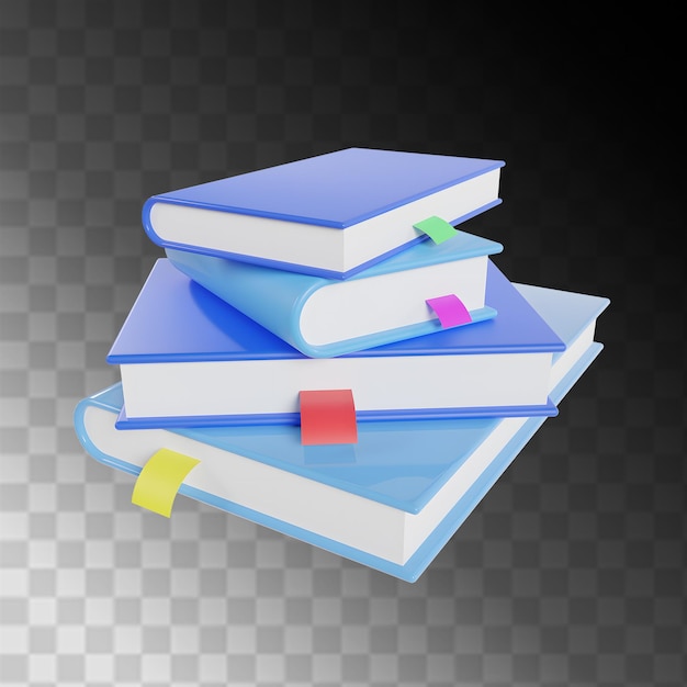 A stack of colorful books with bookmarks