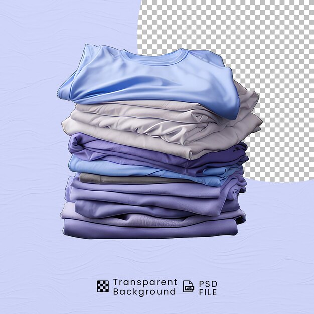 Stack of colorful folded clothes isolated on transparent background