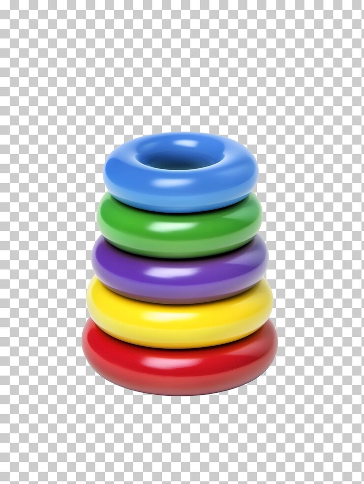 PSD stack of colorful rings isolated on transparent background png psd