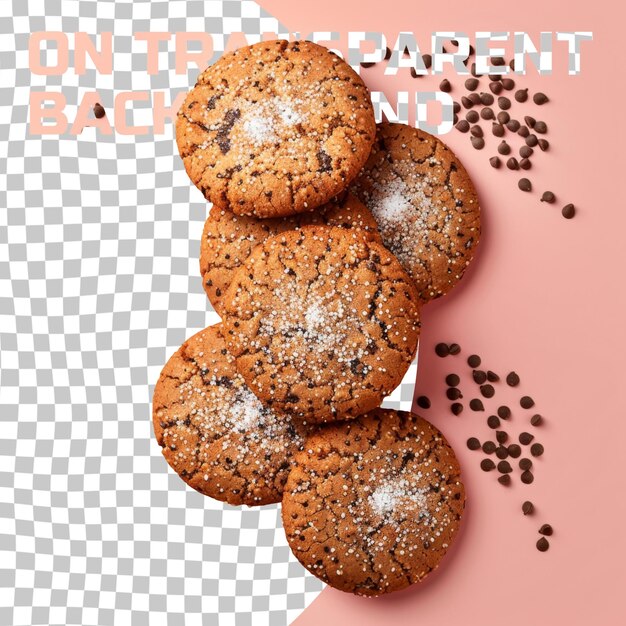 PSD a stack of cookies with chocolate chips and a white background
