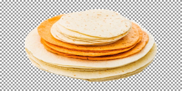 PSD stack of corn tortillas on transparent background