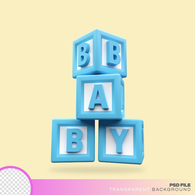 a stack of cubes blue with the word baby on it PSD file