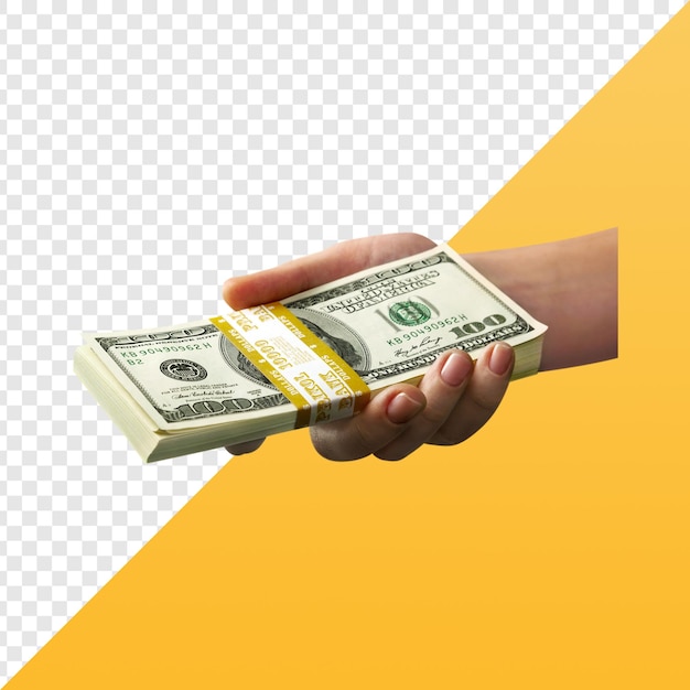 stack of dollar bills in hand