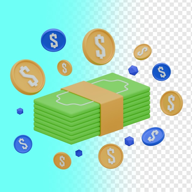a stack of dollar bills with a dollar sign on it