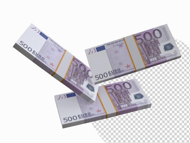 紙通貨 紙幣 紙貨幣 紙幣 3D 紙幣 500 ドル 紙幣の積み重ね 背景に孤立した貨幣 創造的なビジネス 経済 金融 ヨーロッパ連合 貯蓄の概念