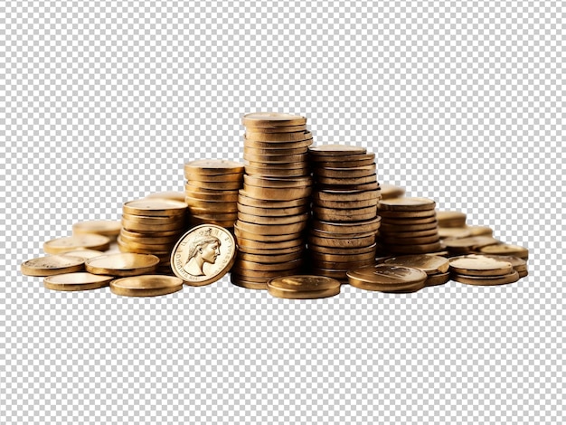 Stack of gold coin on transparent background