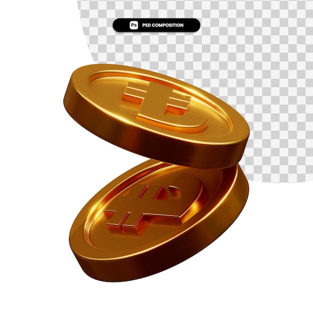 Stack of golden coins 3d rendering isolated