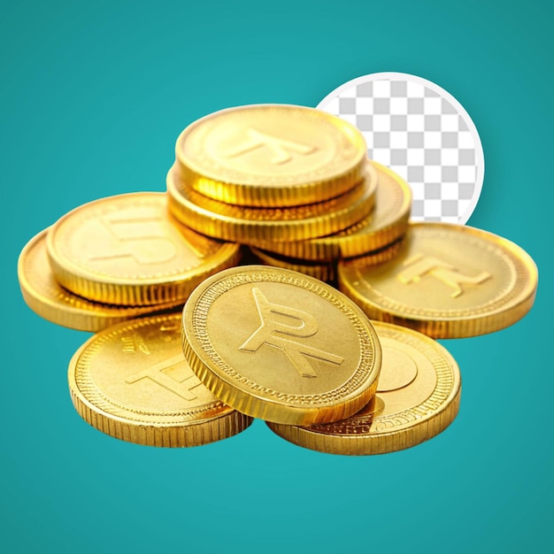 Stack of golden coins 3d rendering isolated