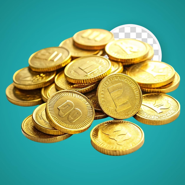 PSD stack of golden coins 3d rendering isolated