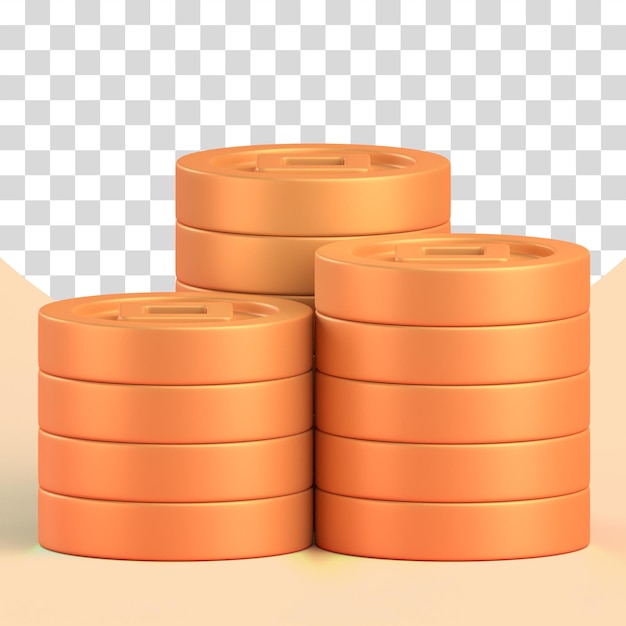 PSD stack of golden coins for cny ornament and chinese new year celebration 3d render illustration